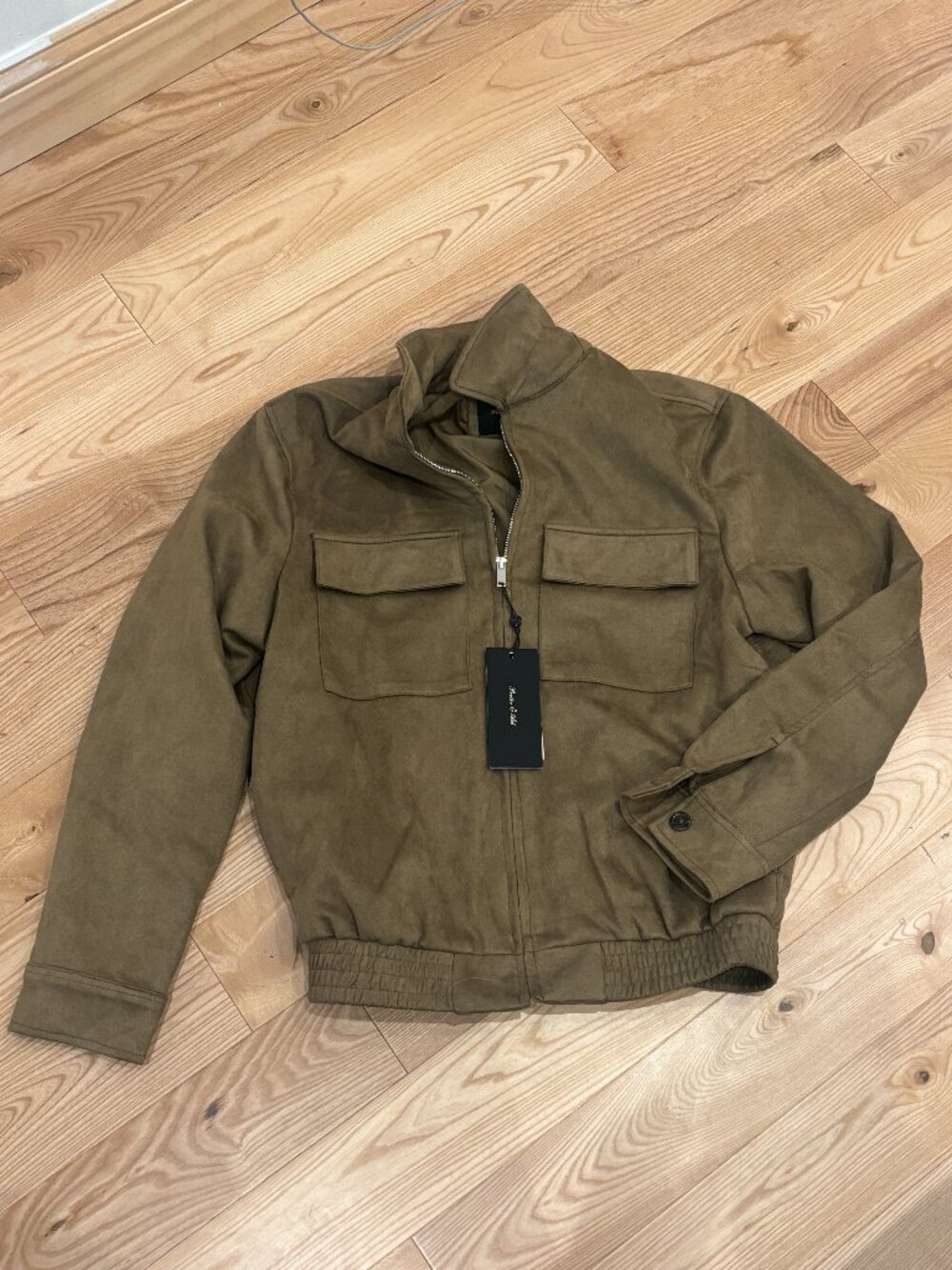 NWT Army Green Faux Suede Porter & Ash Bomber Jacket